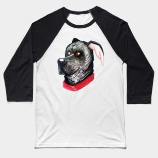 Watercolor Black Dog Baseball T-Shirt